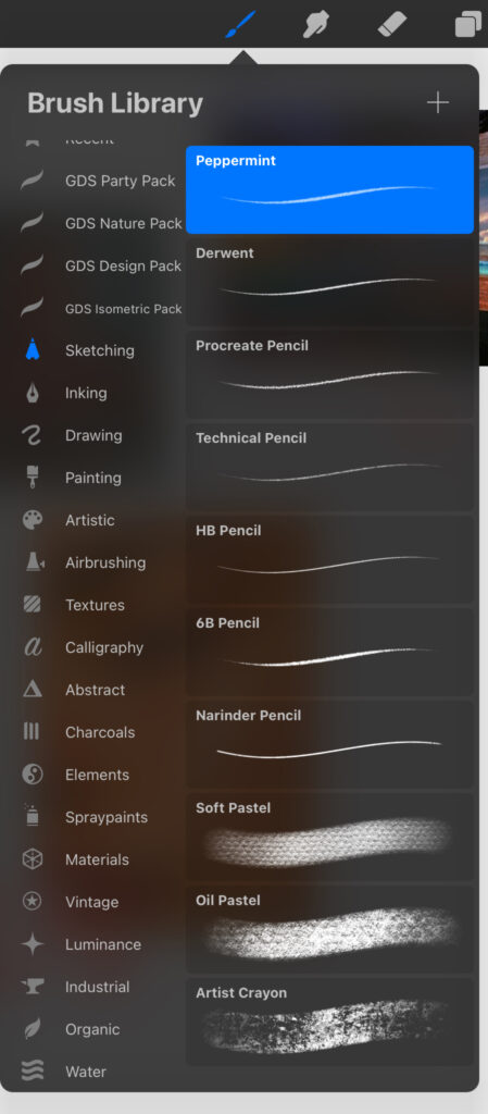 Brush library in Procreate