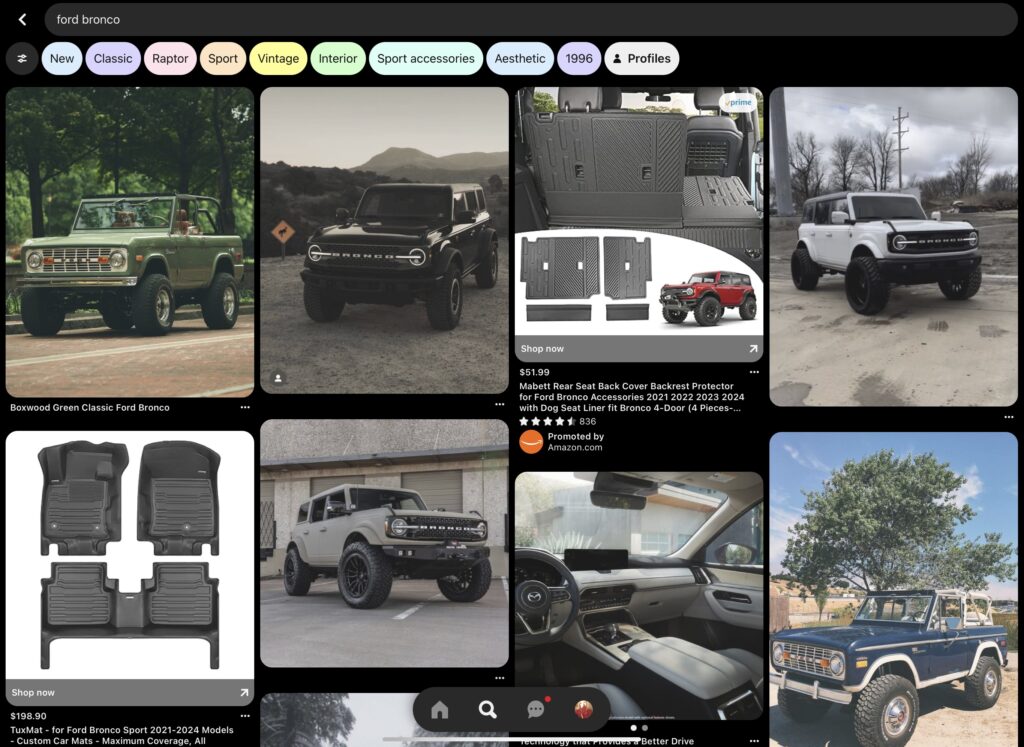 Search capabilities on Pinterest