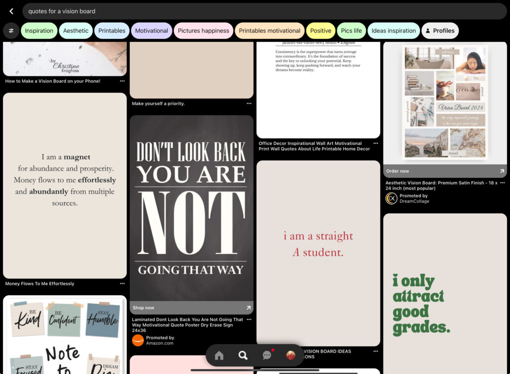 Vision board quotes on Pinterest