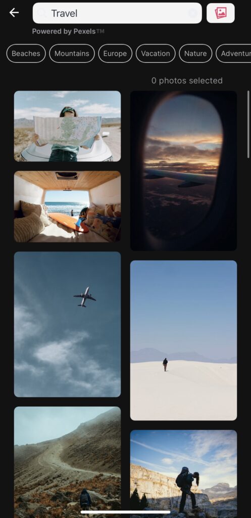 Image search capabilities within the Gratitude App