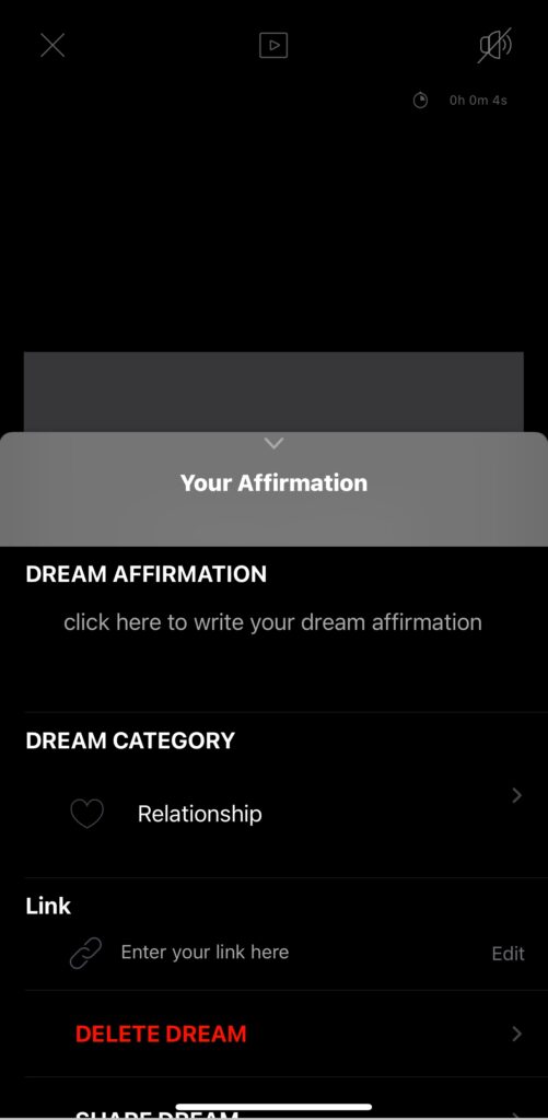 Adding affirmations for your digital vision board in the VisuApp