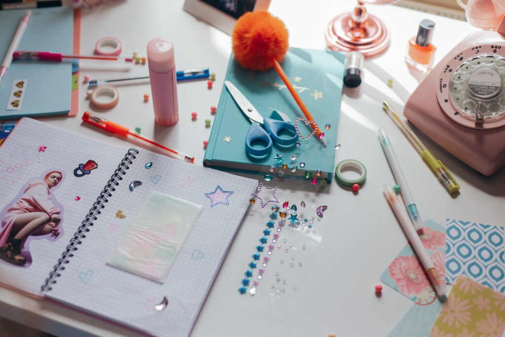 A messy vision board creation
